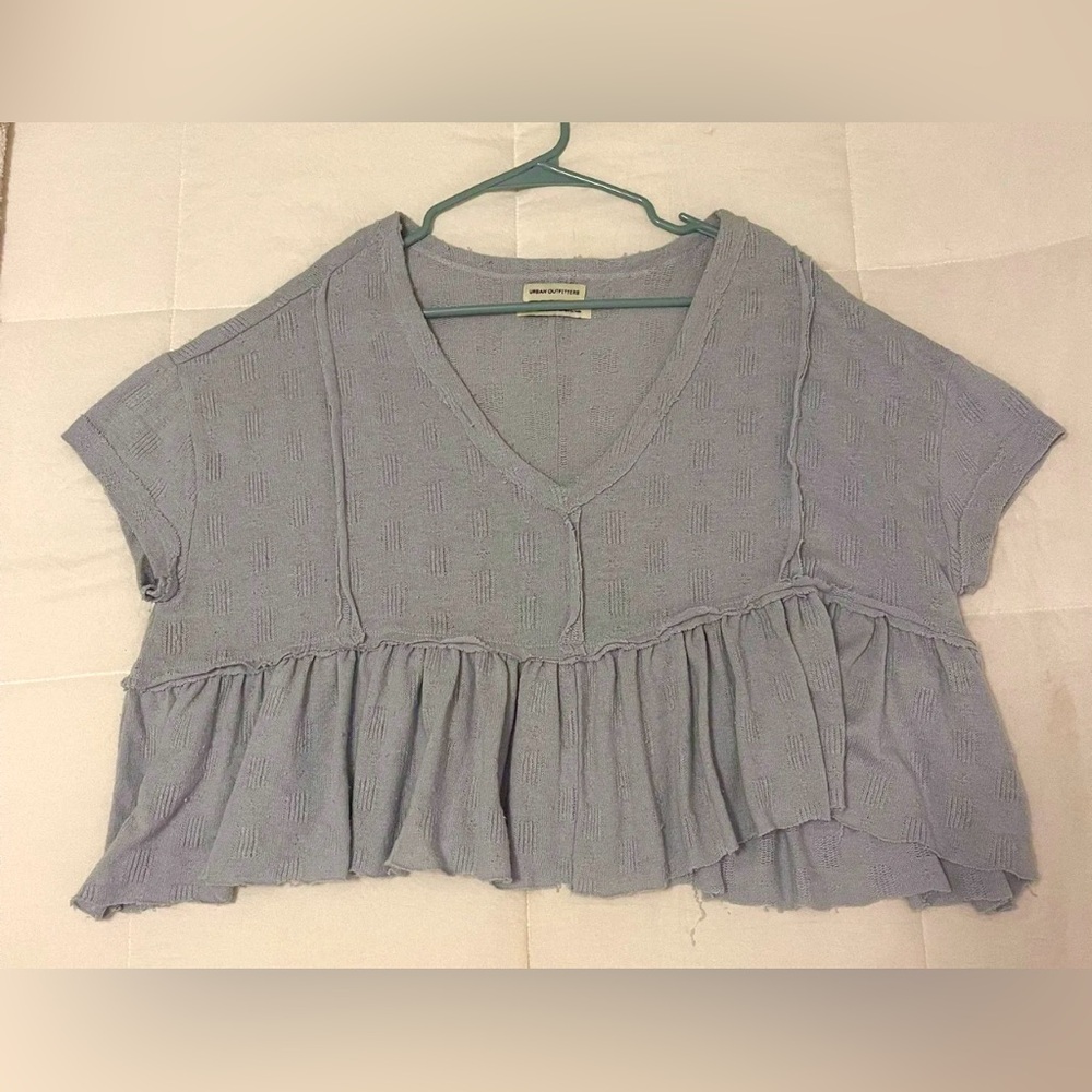 Urban Outfitters Cropped Baby Blue Blouse Medium